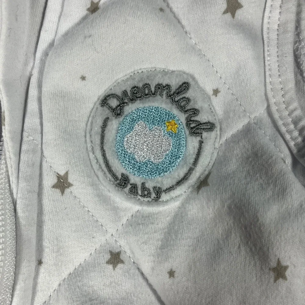 Dreamland Baby Weighted Sleep Sack White Grey Star Print Medium 6-12M